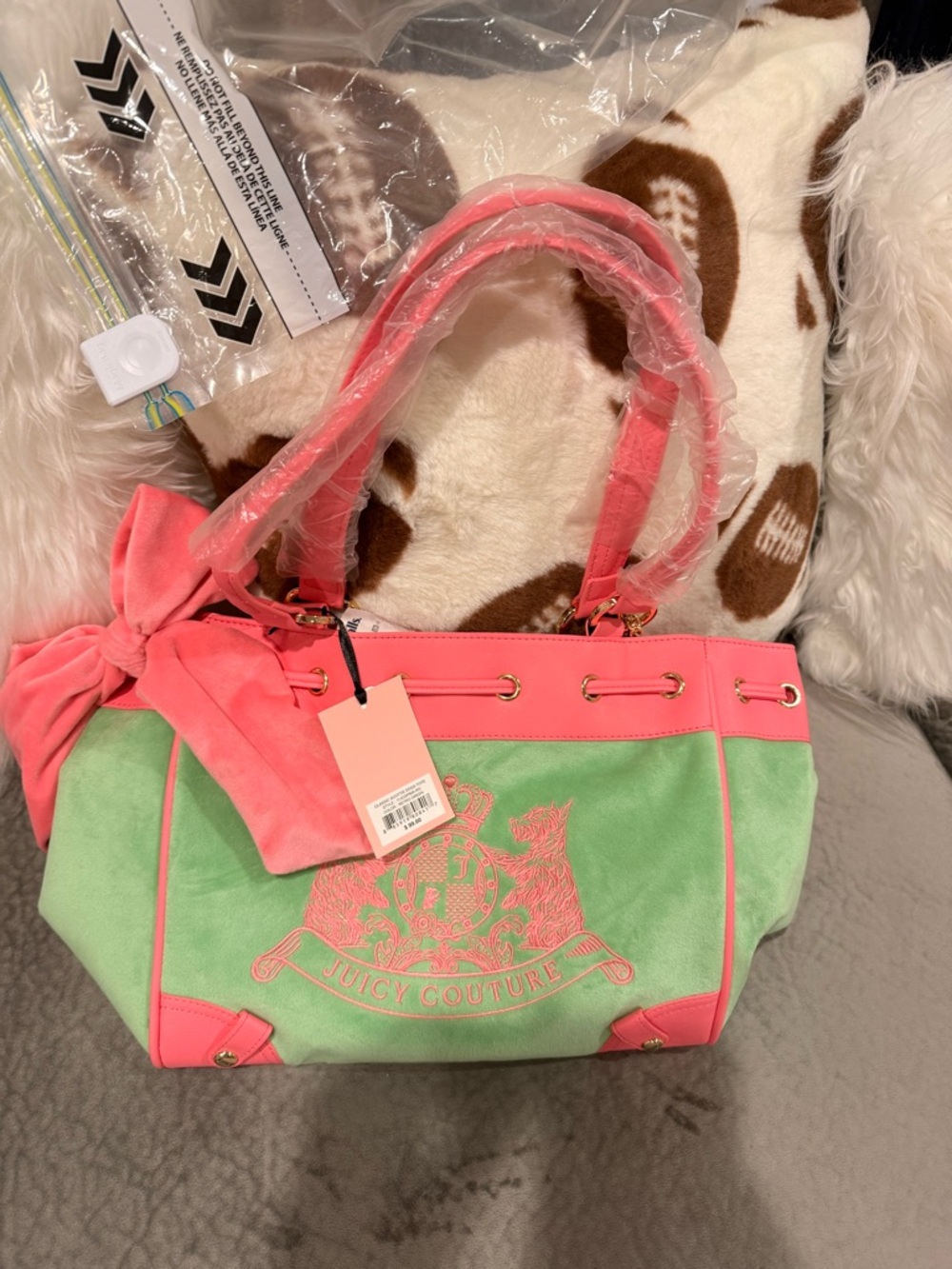 Juicy Couture Classic Scottie Dogs Velour Tote – Retro Green